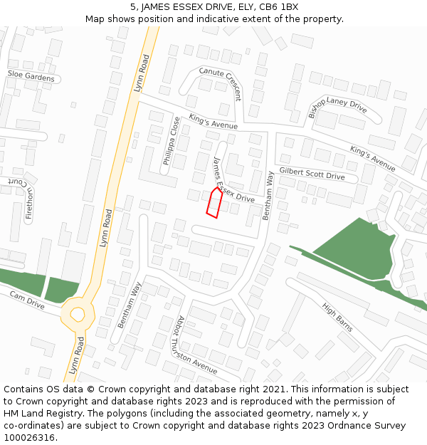 5, JAMES ESSEX DRIVE, ELY, CB6 1BX: Location map and indicative extent of plot