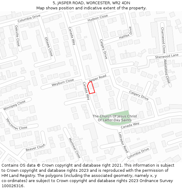 5, JASPER ROAD, WORCESTER, WR2 4DN: Location map and indicative extent of plot