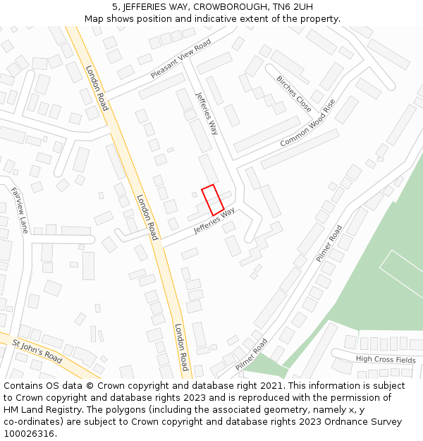 5, JEFFERIES WAY, CROWBOROUGH, TN6 2UH: Location map and indicative extent of plot