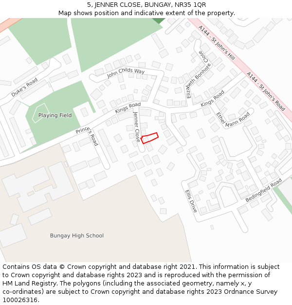 5, JENNER CLOSE, BUNGAY, NR35 1QR: Location map and indicative extent of plot