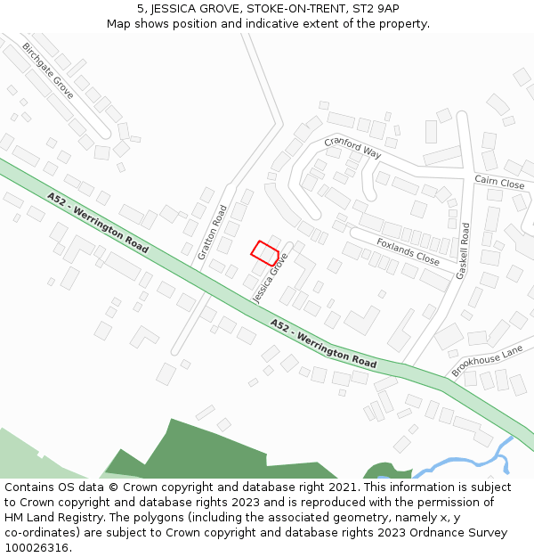 5, JESSICA GROVE, STOKE-ON-TRENT, ST2 9AP: Location map and indicative extent of plot