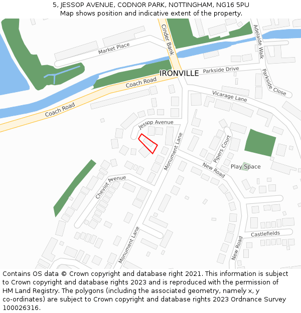 5, JESSOP AVENUE, CODNOR PARK, NOTTINGHAM, NG16 5PU: Location map and indicative extent of plot
