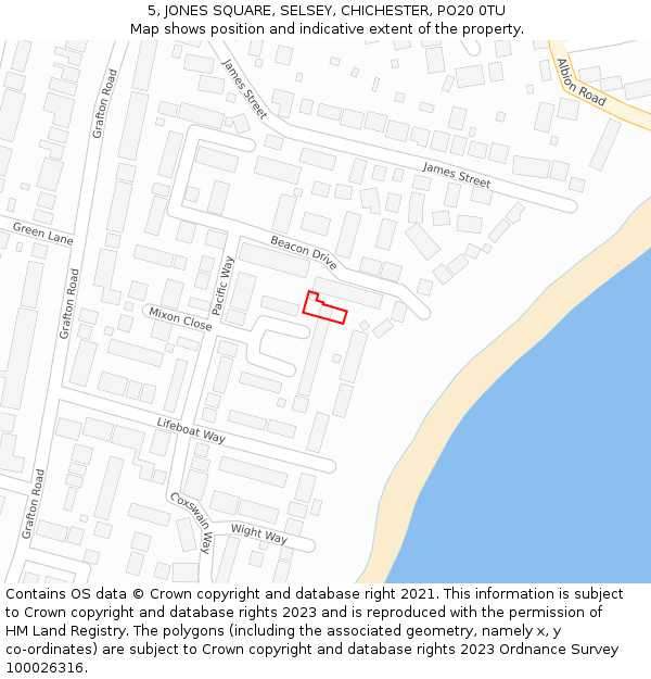 5, JONES SQUARE, SELSEY, CHICHESTER, PO20 0TU: Location map and indicative extent of plot