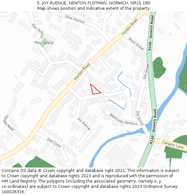 5, JOY AVENUE, NEWTON FLOTMAN, NORWICH, NR15 1RD: Location map and indicative extent of plot