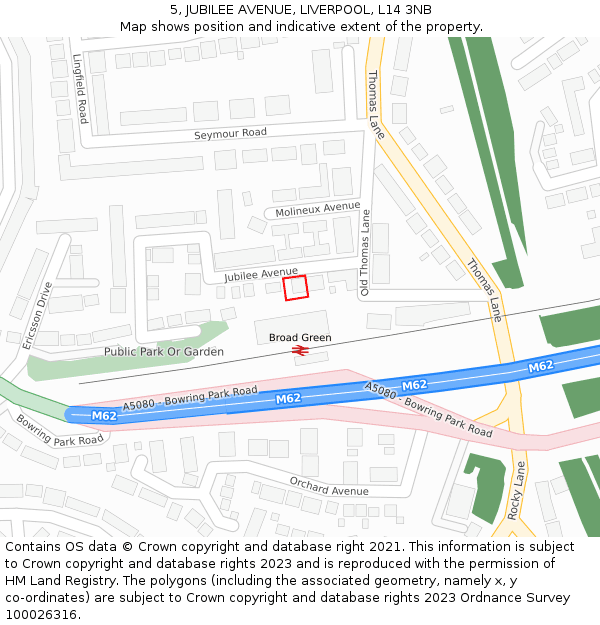 5, JUBILEE AVENUE, LIVERPOOL, L14 3NB: Location map and indicative extent of plot