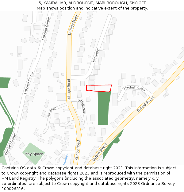 5, KANDAHAR, ALDBOURNE, MARLBOROUGH, SN8 2EE: Location map and indicative extent of plot