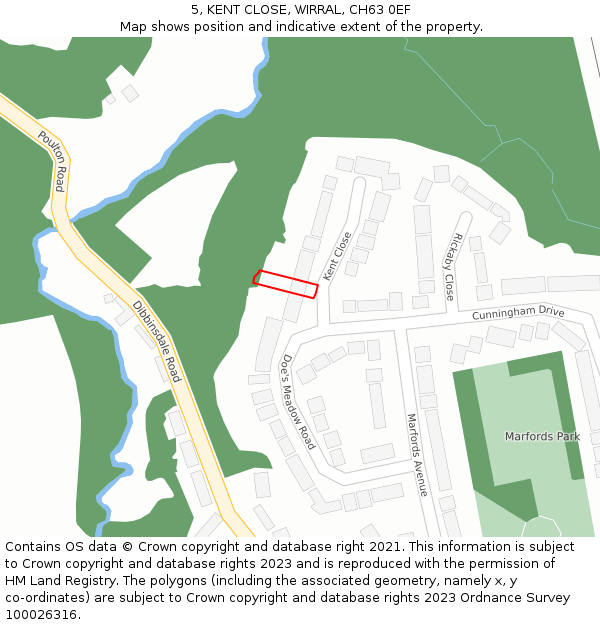 5, KENT CLOSE, WIRRAL, CH63 0EF: Location map and indicative extent of plot