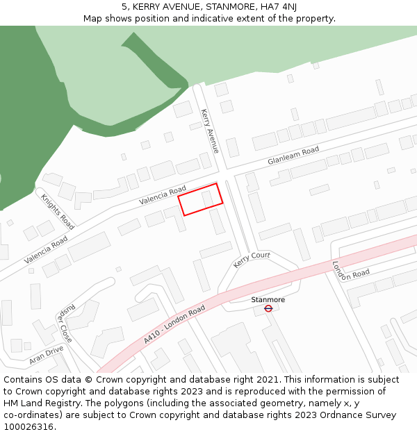 5, KERRY AVENUE, STANMORE, HA7 4NJ: Location map and indicative extent of plot