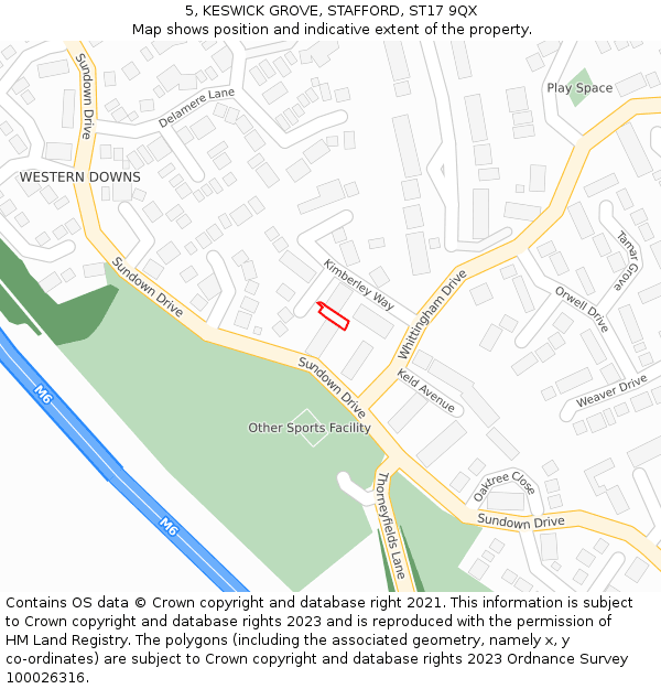 5, KESWICK GROVE, STAFFORD, ST17 9QX: Location map and indicative extent of plot