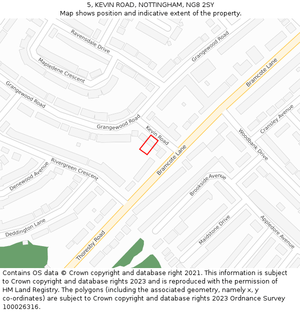 5, KEVIN ROAD, NOTTINGHAM, NG8 2SY: Location map and indicative extent of plot