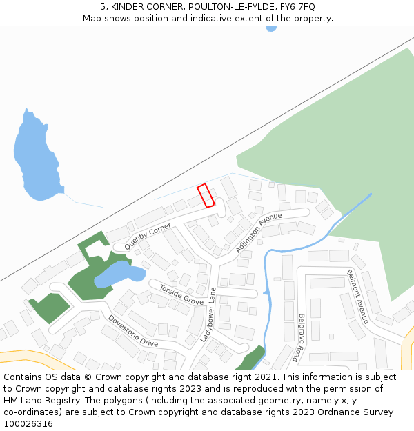 5, KINDER CORNER, POULTON-LE-FYLDE, FY6 7FQ: Location map and indicative extent of plot