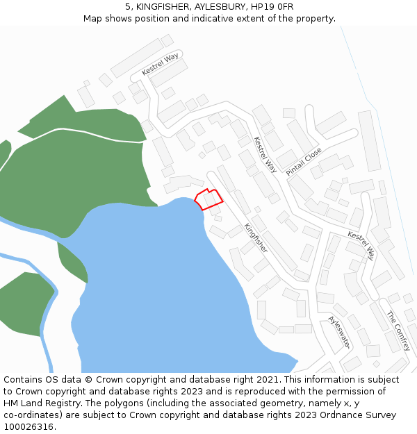 5, KINGFISHER, AYLESBURY, HP19 0FR: Location map and indicative extent of plot
