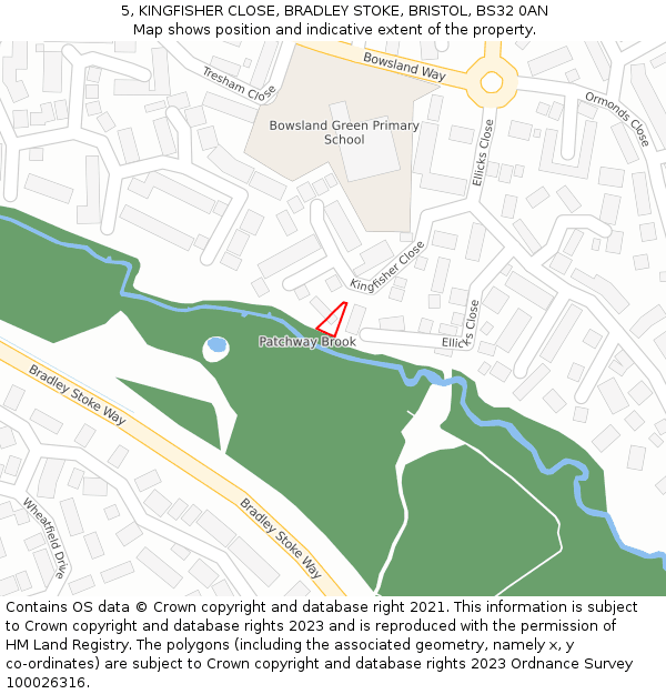 5, KINGFISHER CLOSE, BRADLEY STOKE, BRISTOL, BS32 0AN: Location map and indicative extent of plot