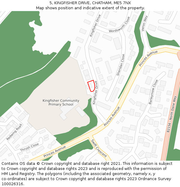 5, KINGFISHER DRIVE, CHATHAM, ME5 7NX: Location map and indicative extent of plot