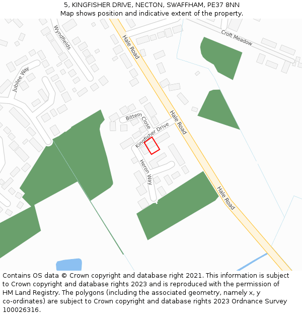 5, KINGFISHER DRIVE, NECTON, SWAFFHAM, PE37 8NN: Location map and indicative extent of plot