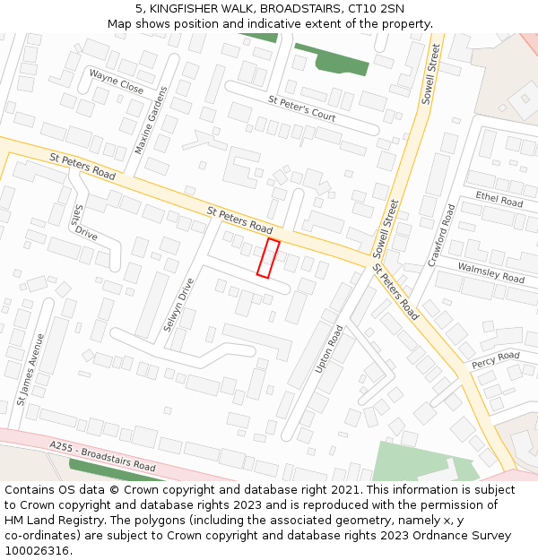 5, KINGFISHER WALK, BROADSTAIRS, CT10 2SN: Location map and indicative extent of plot