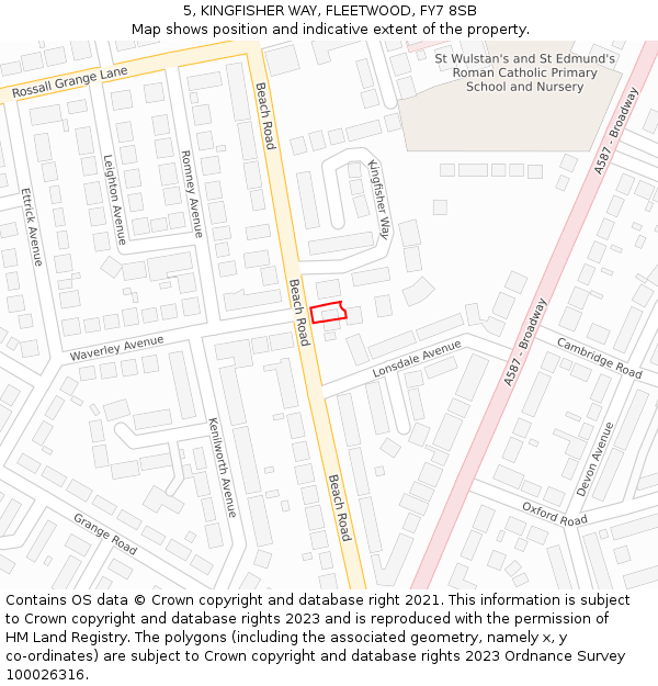 5, KINGFISHER WAY, FLEETWOOD, FY7 8SB: Location map and indicative extent of plot