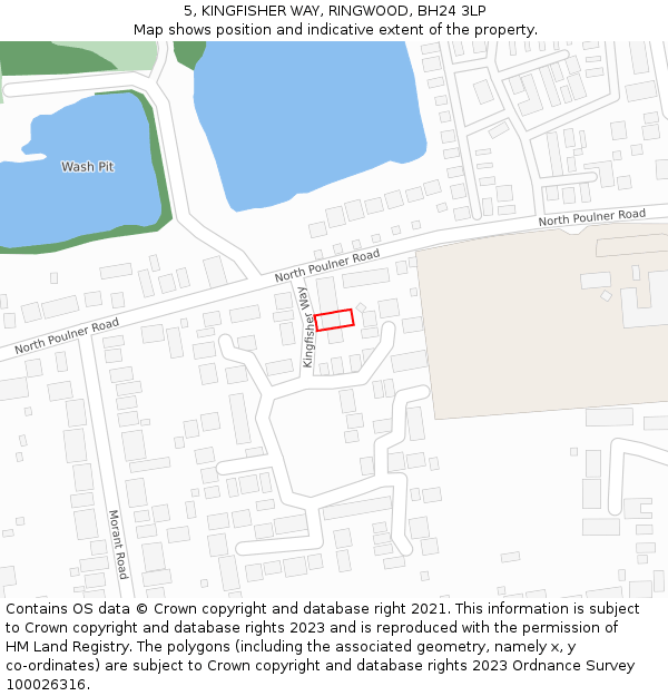 5, KINGFISHER WAY, RINGWOOD, BH24 3LP: Location map and indicative extent of plot