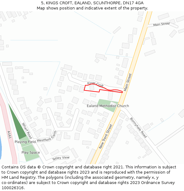 5, KINGS CROFT, EALAND, SCUNTHORPE, DN17 4GA: Location map and indicative extent of plot