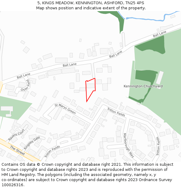 5, KINGS MEADOW, KENNINGTON, ASHFORD, TN25 4PS: Location map and indicative extent of plot