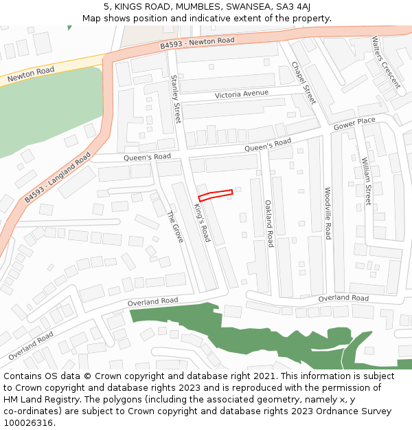 5, KINGS ROAD, MUMBLES, SWANSEA, SA3 4AJ: Location map and indicative extent of plot