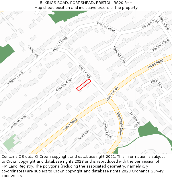 5, KINGS ROAD, PORTISHEAD, BRISTOL, BS20 8HH: Location map and indicative extent of plot