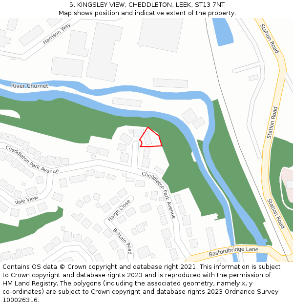 5, KINGSLEY VIEW, CHEDDLETON, LEEK, ST13 7NT: Location map and indicative extent of plot