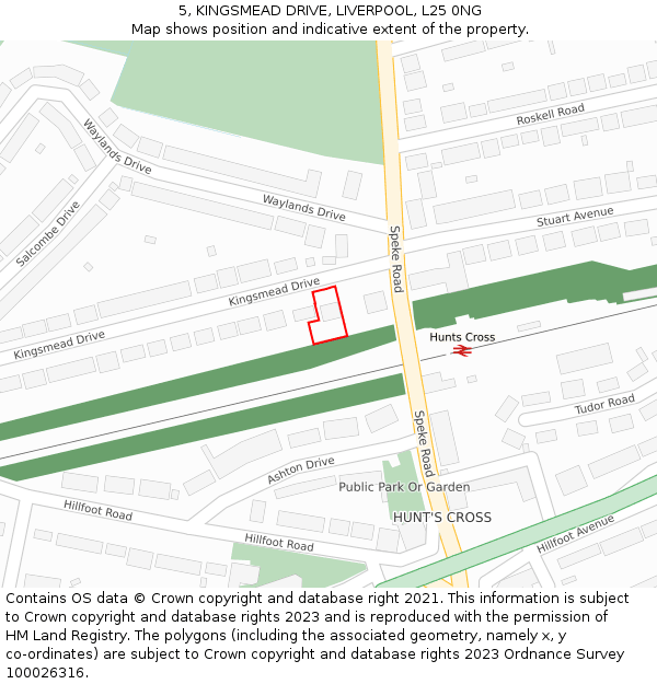 5, KINGSMEAD DRIVE, LIVERPOOL, L25 0NG: Location map and indicative extent of plot