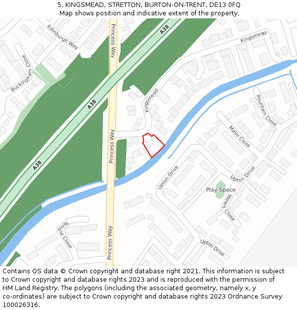 5, KINGSMEAD, STRETTON, BURTON-ON-TRENT, DE13 0FQ: Location map and indicative extent of plot