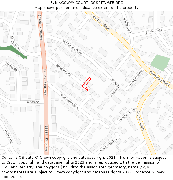 5, KINGSWAY COURT, OSSETT, WF5 8EG: Location map and indicative extent of plot