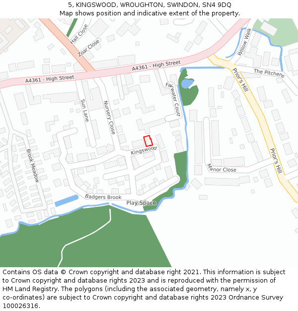 5, KINGSWOOD, WROUGHTON, SWINDON, SN4 9DQ: Location map and indicative extent of plot