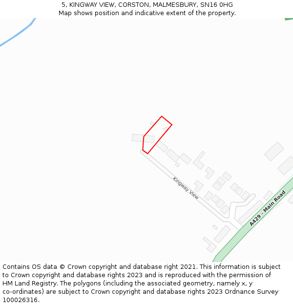 5, KINGWAY VIEW, CORSTON, MALMESBURY, SN16 0HG: Location map and indicative extent of plot