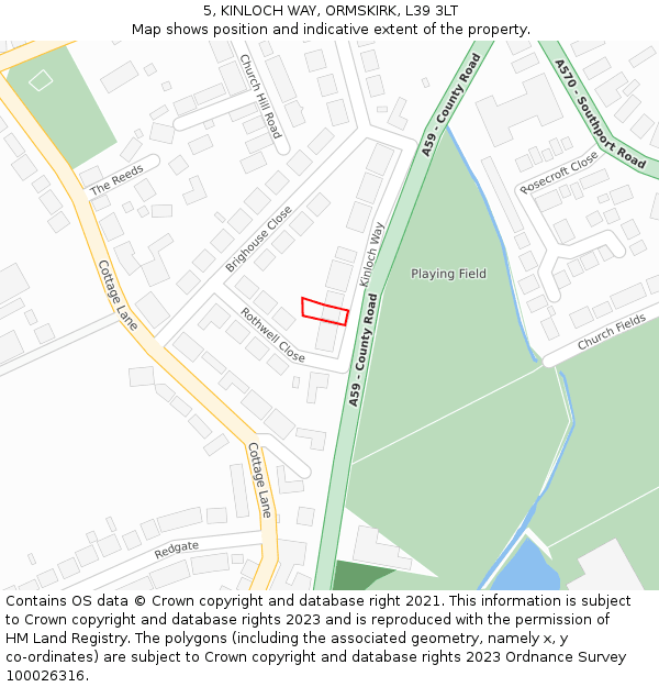 5, KINLOCH WAY, ORMSKIRK, L39 3LT: Location map and indicative extent of plot