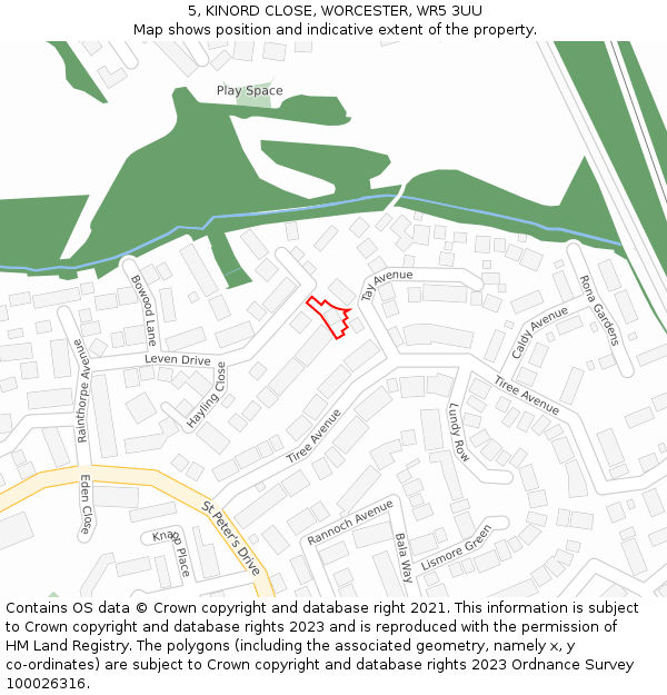 5, KINORD CLOSE, WORCESTER, WR5 3UU: Location map and indicative extent of plot