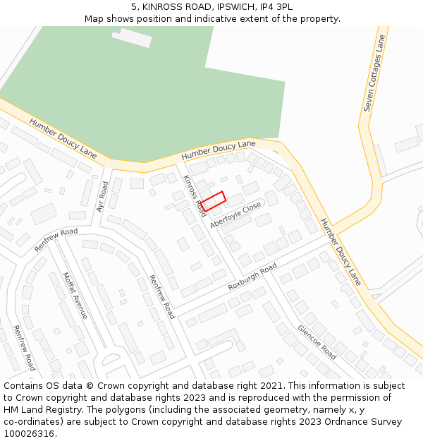 5, KINROSS ROAD, IPSWICH, IP4 3PL: Location map and indicative extent of plot