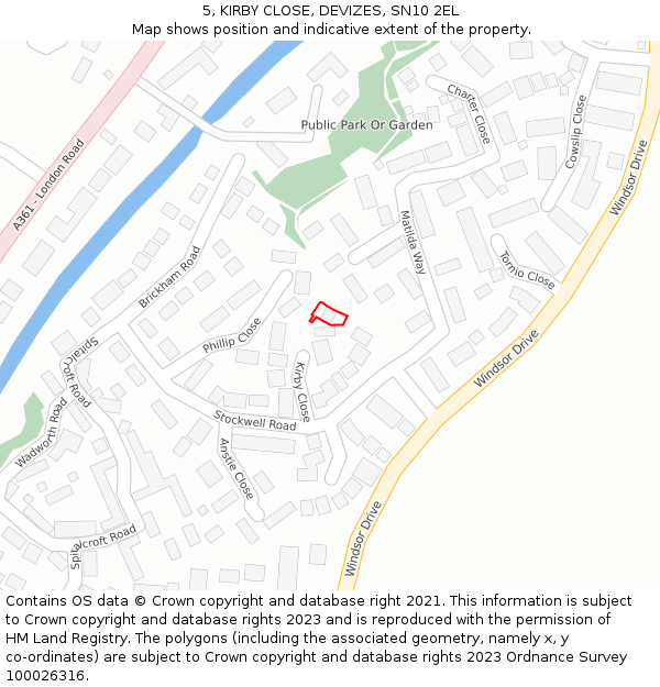 5, KIRBY CLOSE, DEVIZES, SN10 2EL: Location map and indicative extent of plot