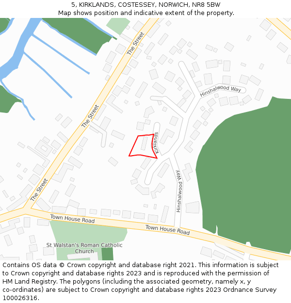 5, KIRKLANDS, COSTESSEY, NORWICH, NR8 5BW: Location map and indicative extent of plot