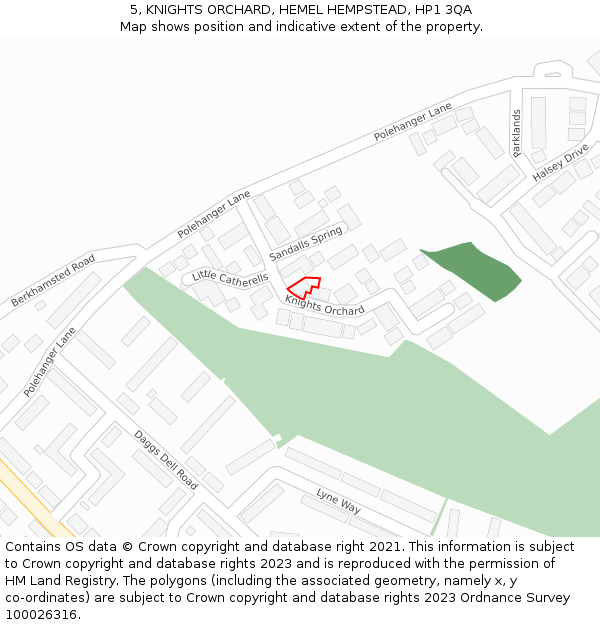 5, KNIGHTS ORCHARD, HEMEL HEMPSTEAD, HP1 3QA: Location map and indicative extent of plot