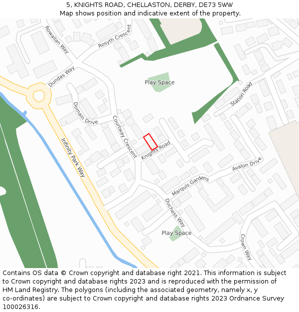 5, KNIGHTS ROAD, CHELLASTON, DERBY, DE73 5WW: Location map and indicative extent of plot