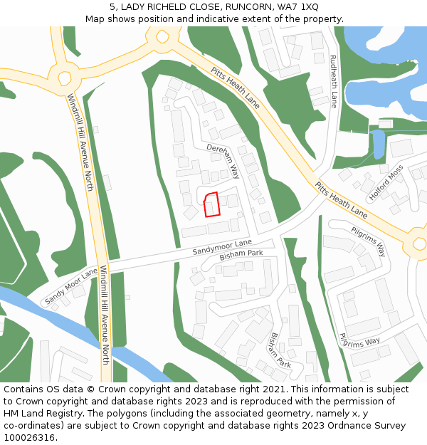 5, LADY RICHELD CLOSE, RUNCORN, WA7 1XQ: Location map and indicative extent of plot