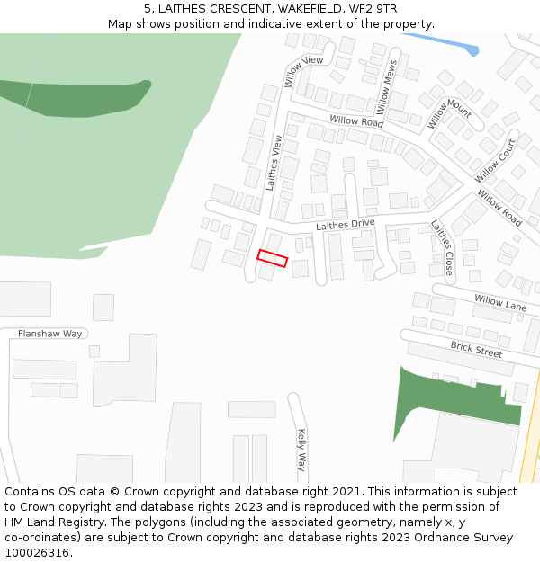 5, LAITHES CRESCENT, WAKEFIELD, WF2 9TR: Location map and indicative extent of plot