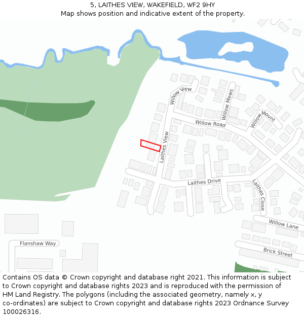 5, LAITHES VIEW, WAKEFIELD, WF2 9HY: Location map and indicative extent of plot