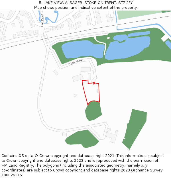 5, LAKE VIEW, ALSAGER, STOKE-ON-TRENT, ST7 2FY: Location map and indicative extent of plot