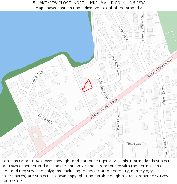 5, LAKE VIEW CLOSE, NORTH HYKEHAM, LINCOLN, LN6 9SW: Location map and indicative extent of plot