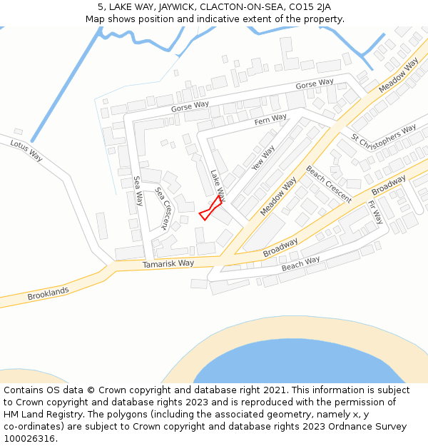 5, LAKE WAY, JAYWICK, CLACTON-ON-SEA, CO15 2JA: Location map and indicative extent of plot