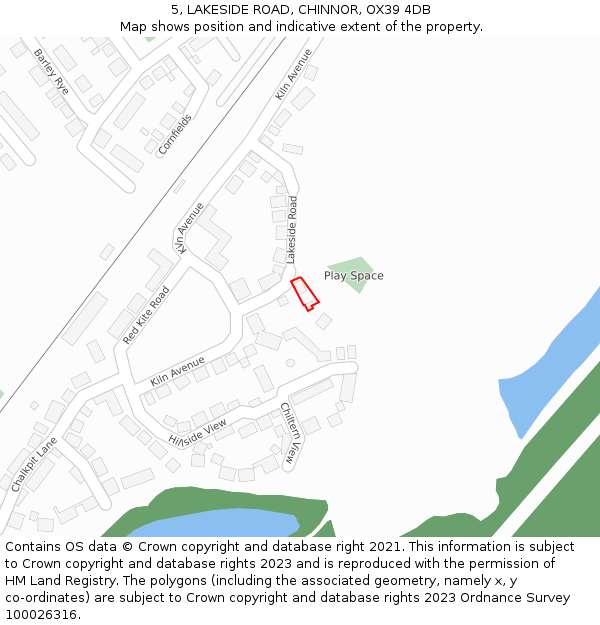 5, LAKESIDE ROAD, CHINNOR, OX39 4DB: Location map and indicative extent of plot