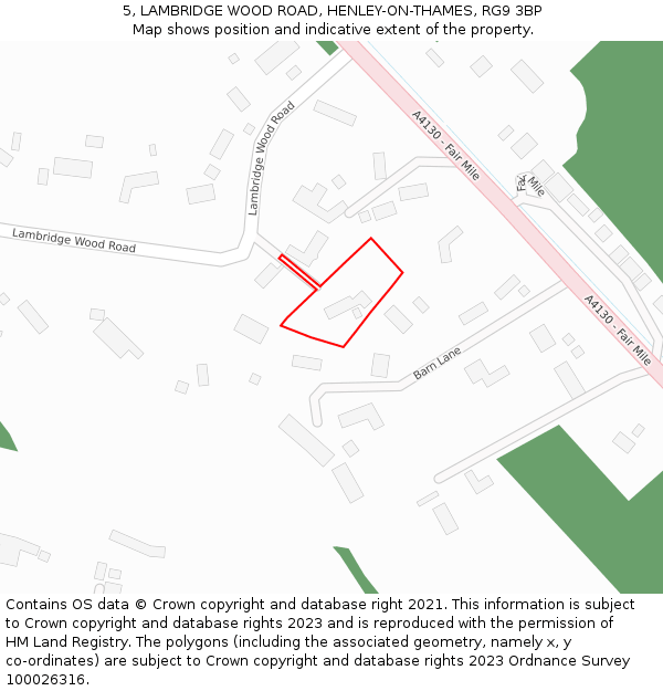 5, LAMBRIDGE WOOD ROAD, HENLEY-ON-THAMES, RG9 3BP: Location map and indicative extent of plot