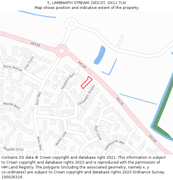 5, LAMBWATH STREAM, DIDCOT, OX11 7UX: Location map and indicative extent of plot