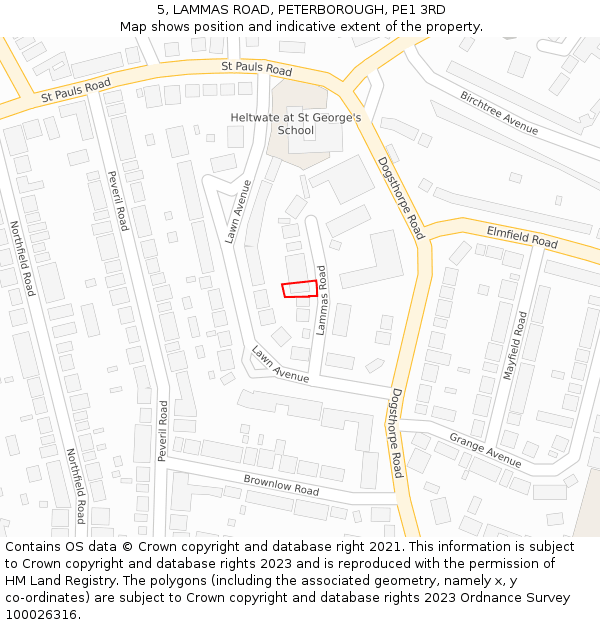 5, LAMMAS ROAD, PETERBOROUGH, PE1 3RD: Location map and indicative extent of plot
