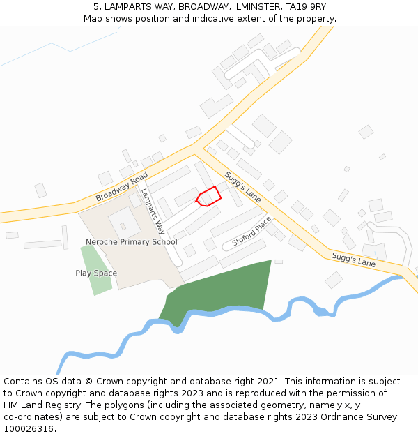 5, LAMPARTS WAY, BROADWAY, ILMINSTER, TA19 9RY: Location map and indicative extent of plot